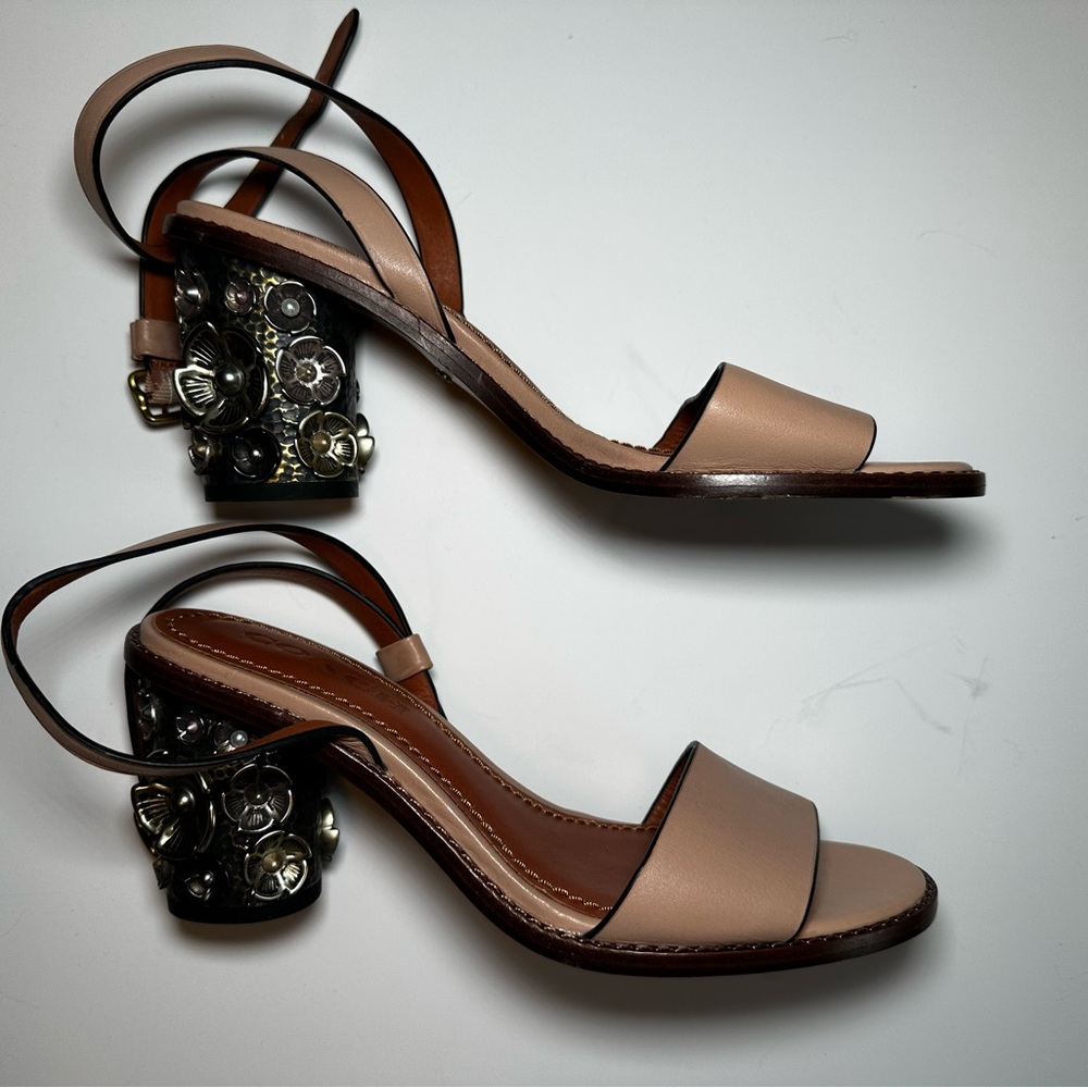 Coach leather chunky heel shoe brand new size 7.5 floral. Open to offers